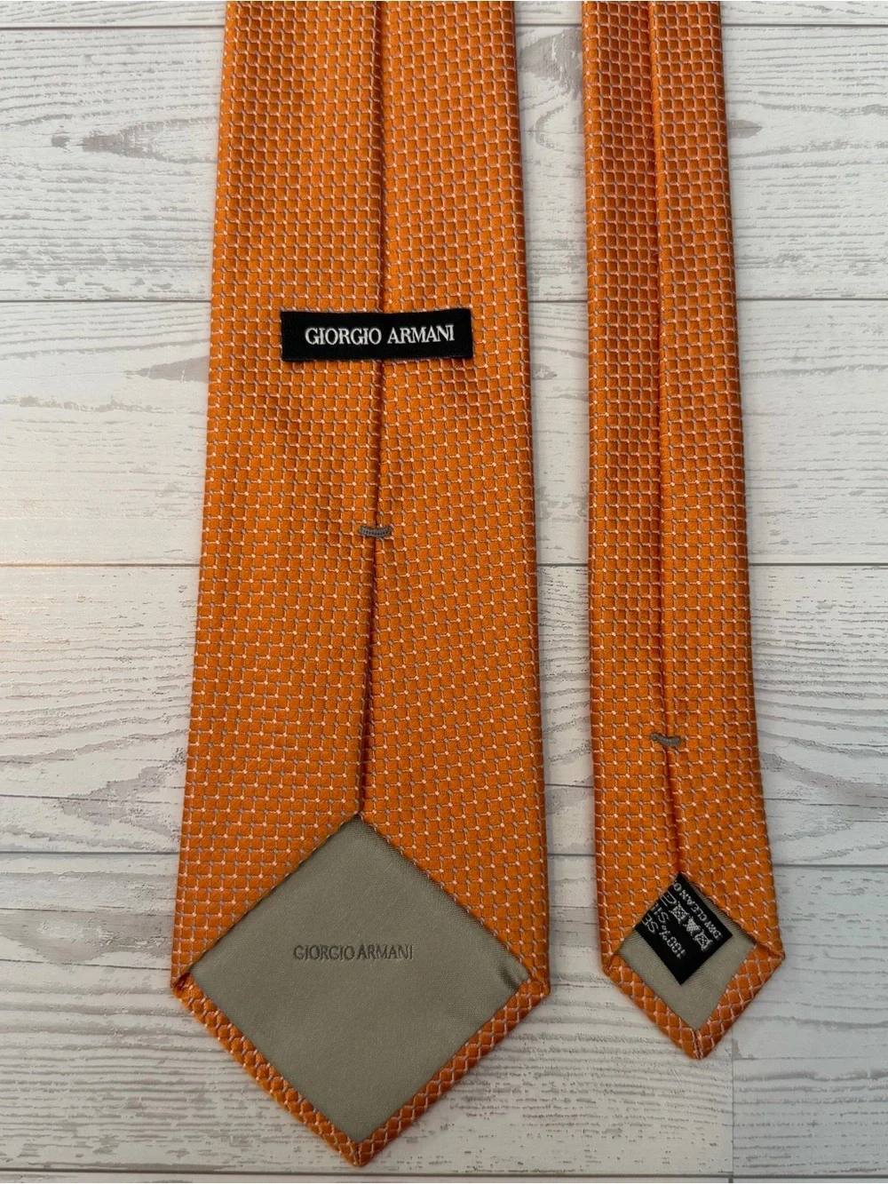 Giorgio Armani Silk Geometric Micro-Pattern Tie Orange